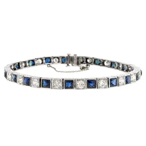 Art Deco Diamond & Sapphire Tennis Bracelet