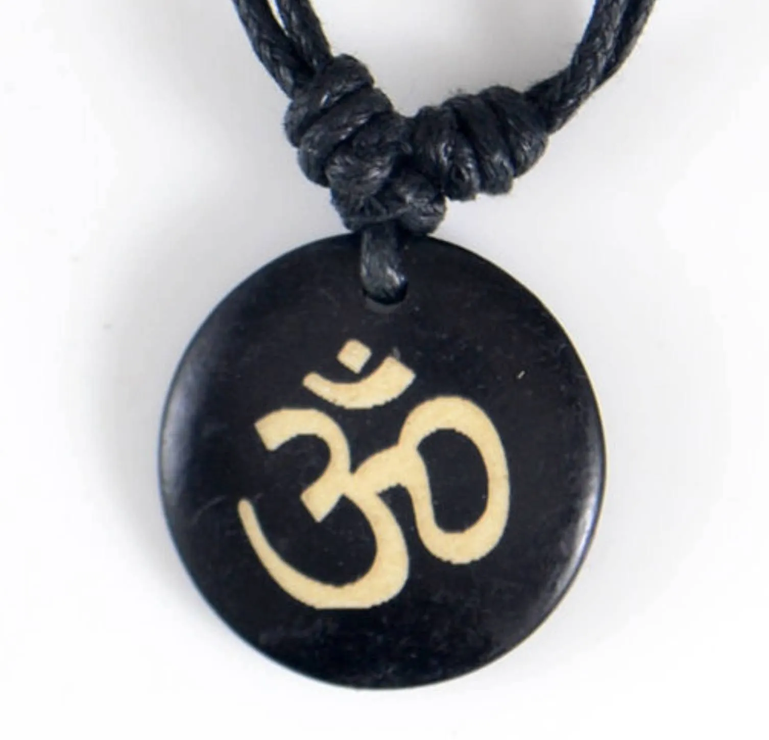 Authentic Hindu Yak Bone (Yoga) OM Pendant Necklace /Amulet