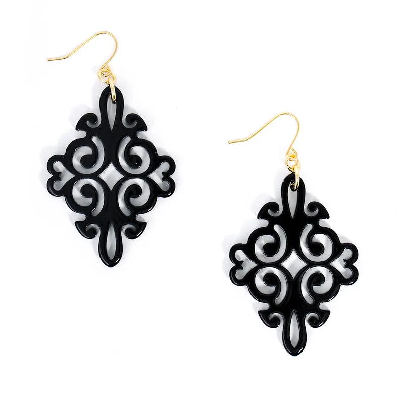 Black Swirls & Twirls Resin Earring