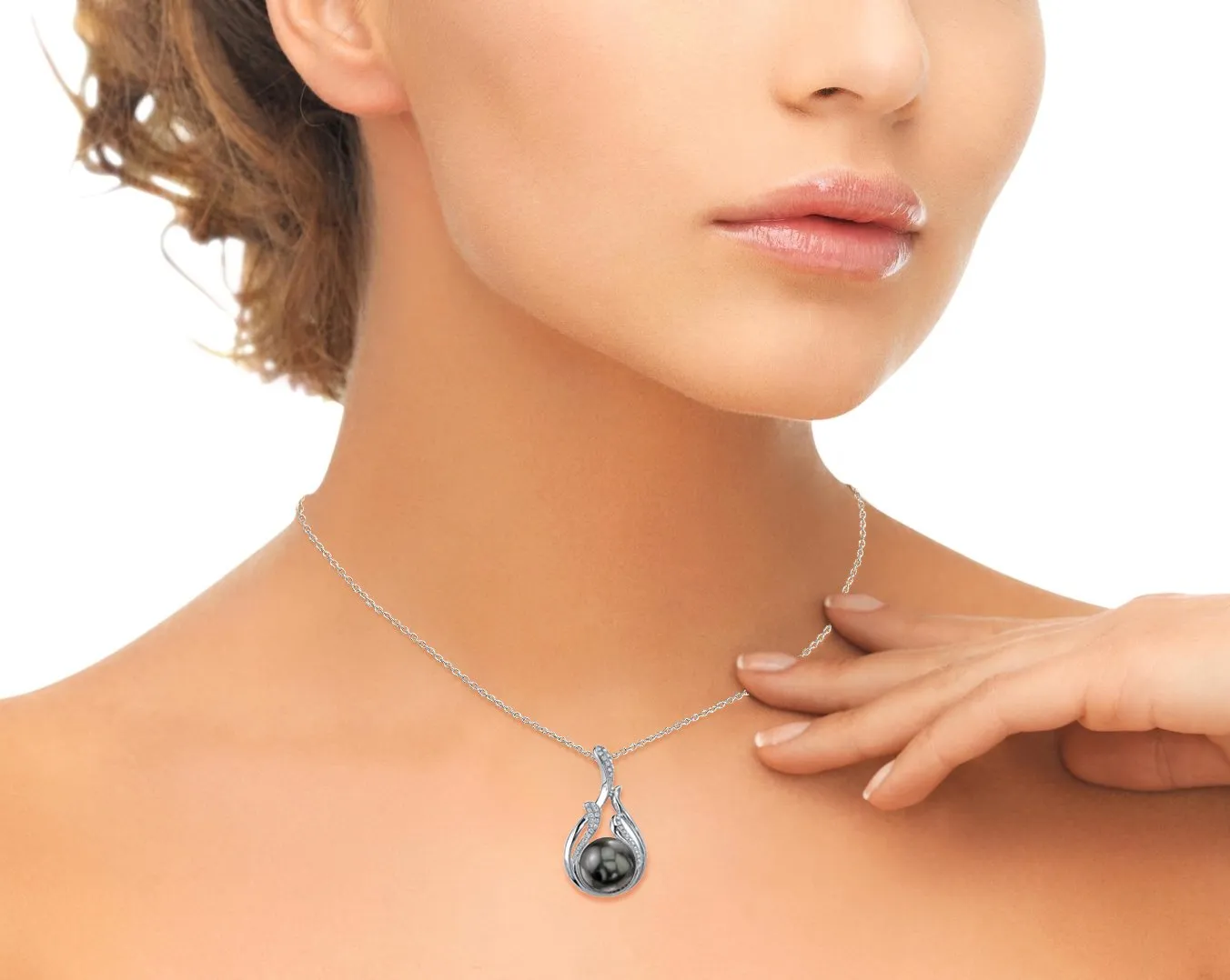 Black Tahitian Pearl & Diamond Wildfire Pendant