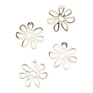 Brass Pendants - Flower - 18k Gold Plated - Pkg/4