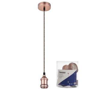 Bright Star PEN782 Rose Gold Colour Pendant with Brown Twist Cord