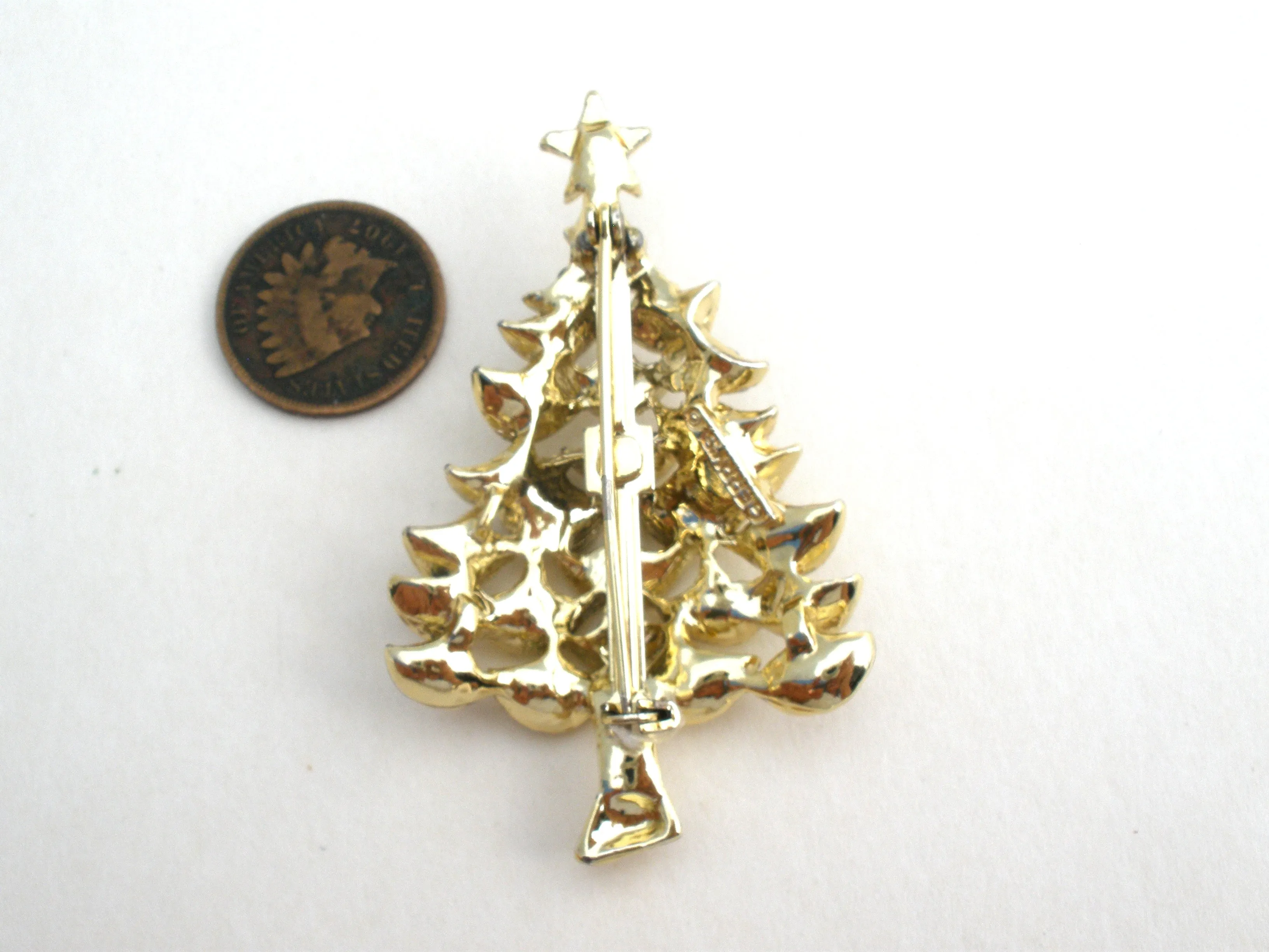 Christmas Tree Pins Lot of 3 Vintage Brooches