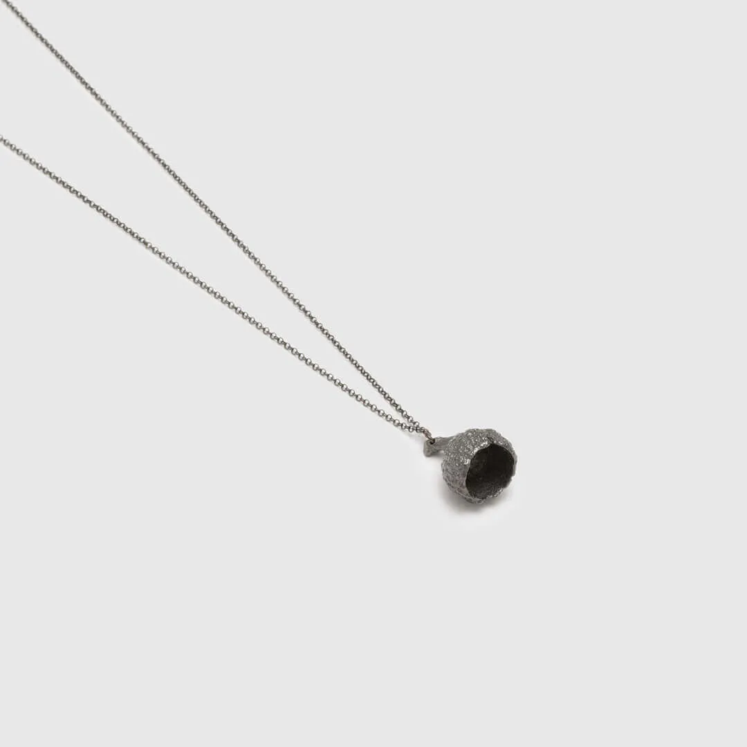 Classic acorn - sparkling necklace - dark rhodium