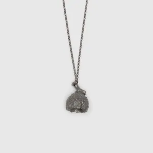 Classic acorn - sparkling necklace - dark rhodium