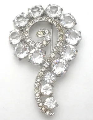 Clear Rhinestone Question Mark Brooch Pin Vintage