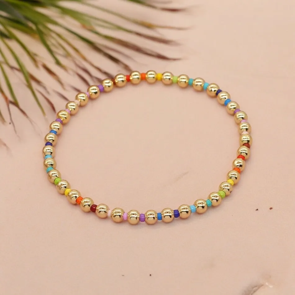 COLOR WAVE - 18k Gold and Delica Accent Bracelet