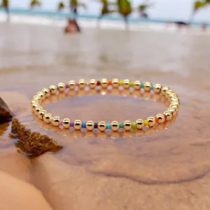 COLOR WAVE - 18k Gold and Delica Accent Bracelet