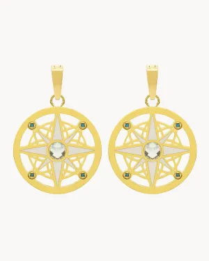 Compass Earring Pendants, Gold