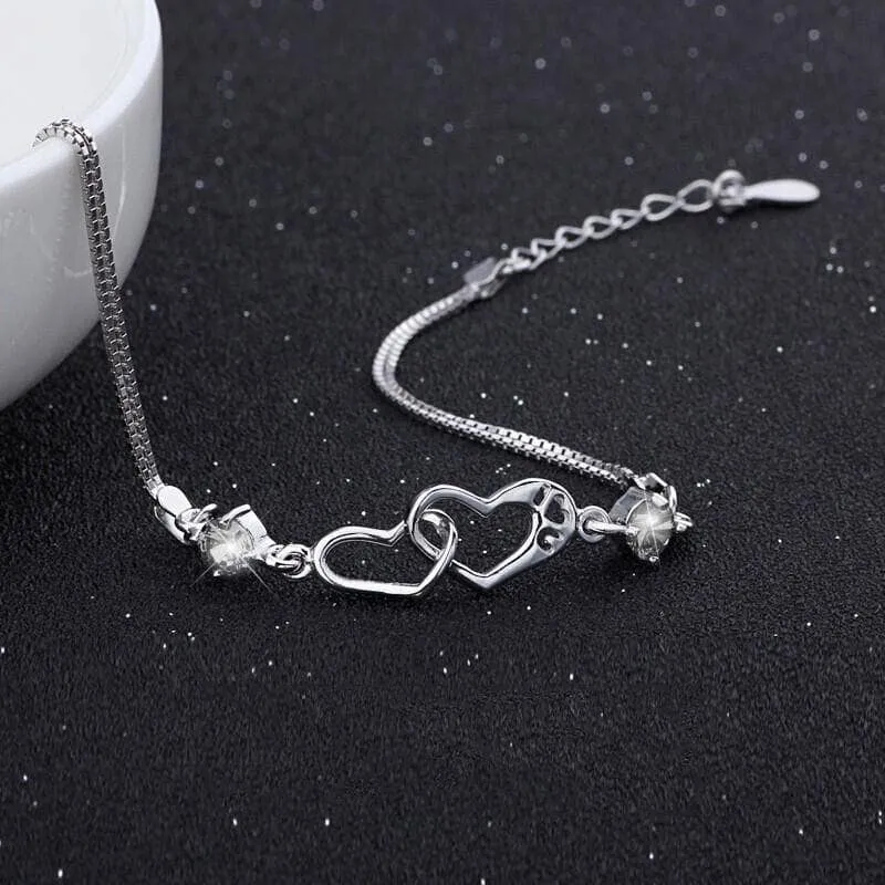 Connected Hearts Bracelet with Diamond