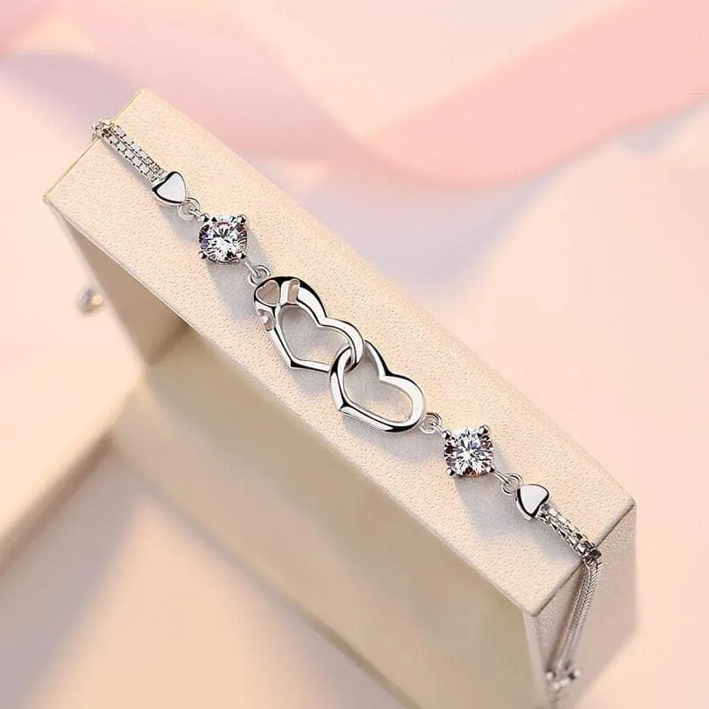 Connected Hearts Bracelet with Diamond