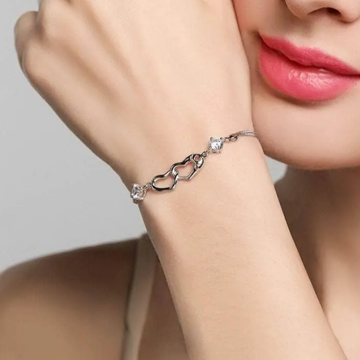 Connected Hearts Bracelet with Diamond