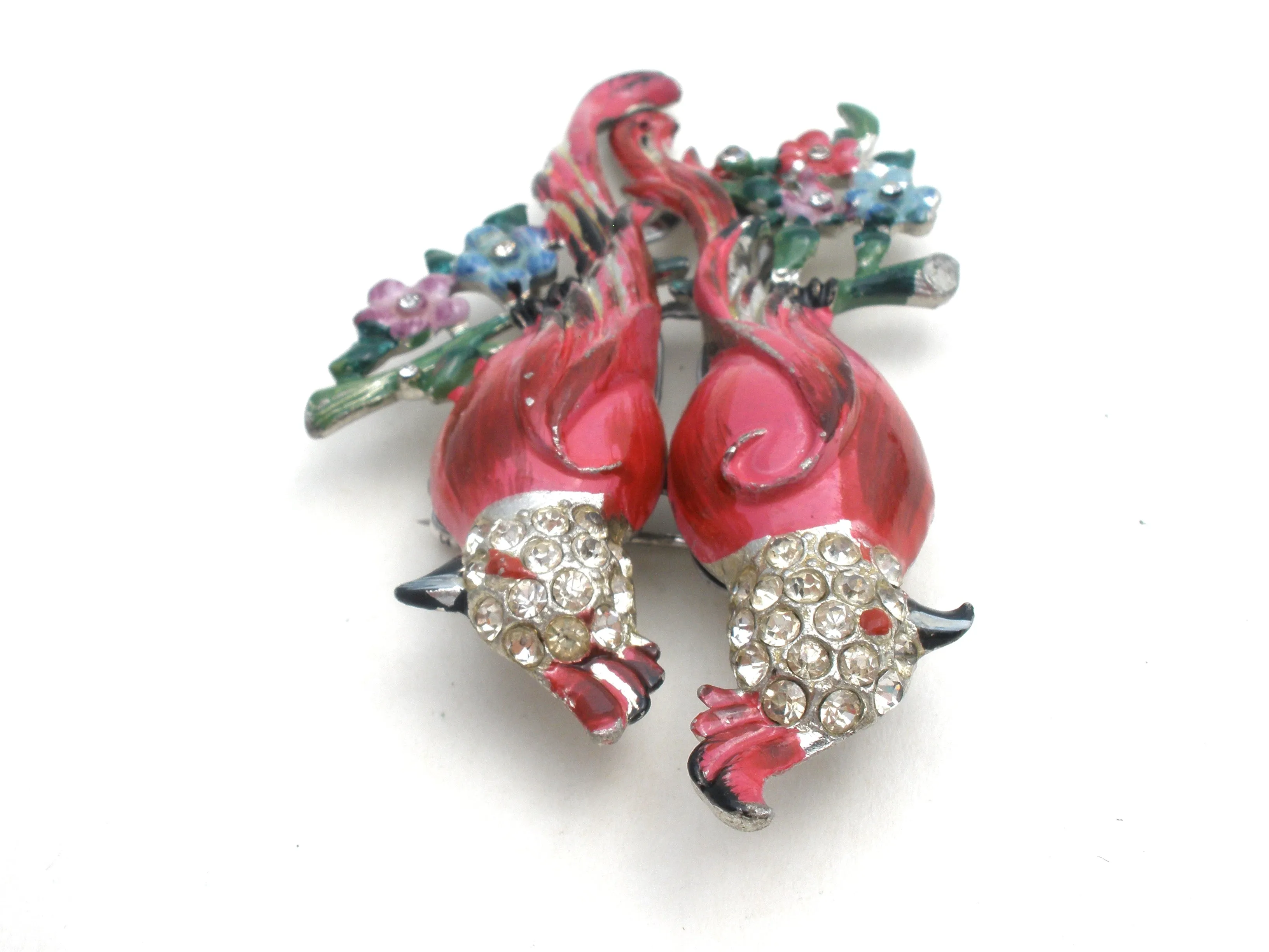 Coro Calopsitta Pink Bird Duette Brooch Set c. 1941