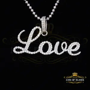 Create Your Own Custom Design in 925 Sterling Silver1.75 inch  LOVE 925 Sterling Silver Pendant 2.08ct Cubic Zirconia