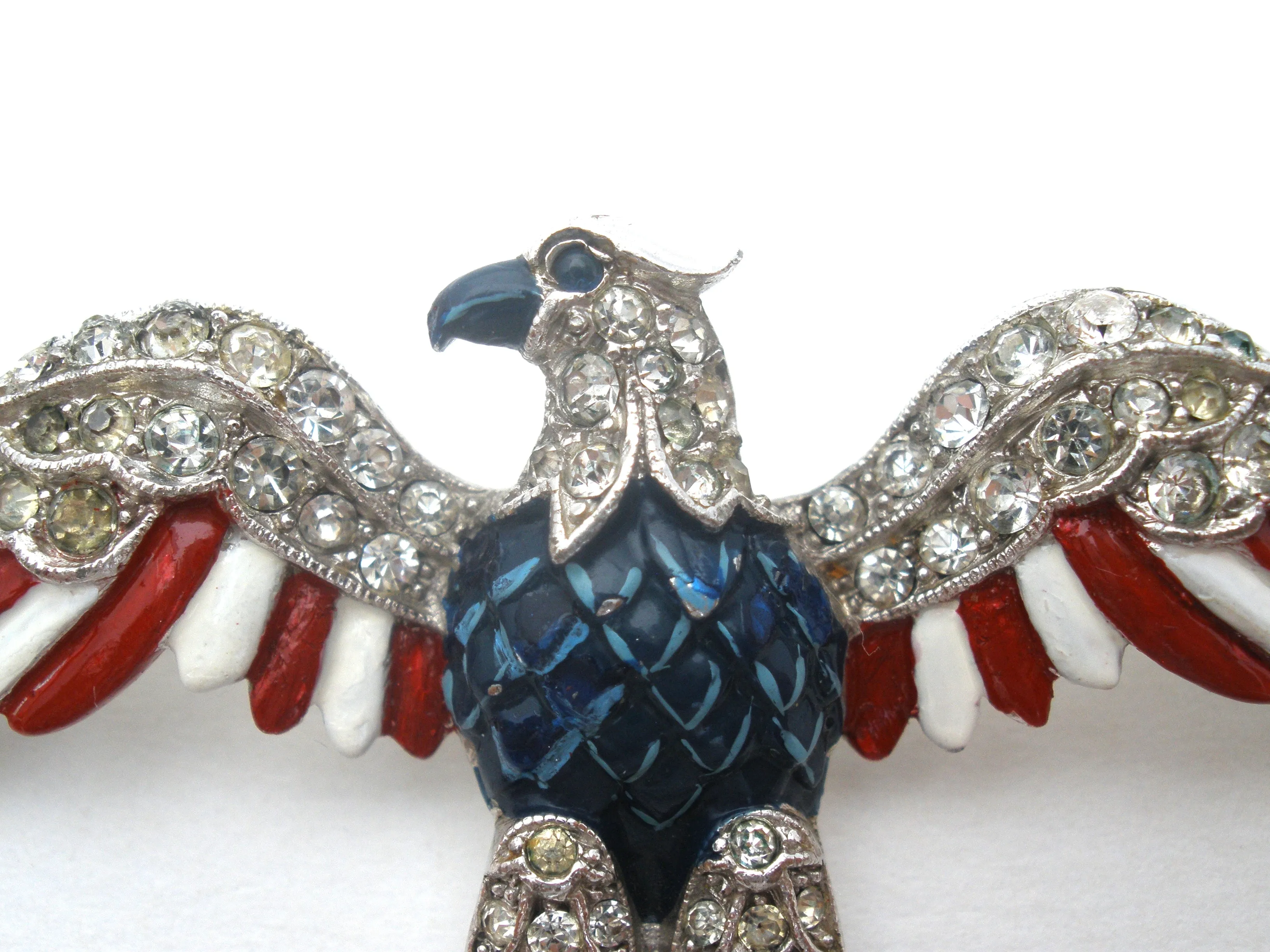 Crown Trifari Enamel Eagle Brooch Pin Vintage