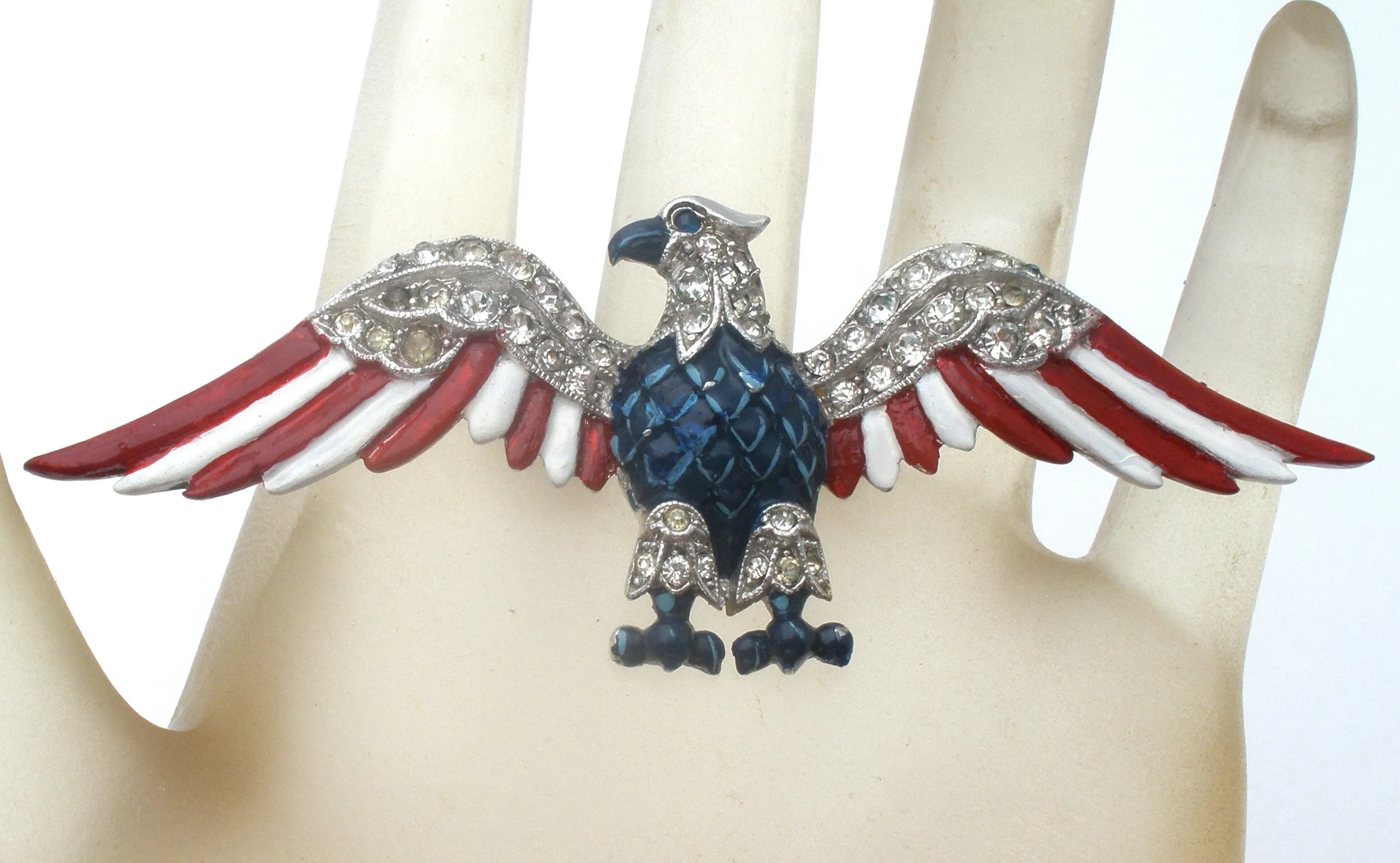 Crown Trifari Enamel Eagle Brooch Pin Vintage