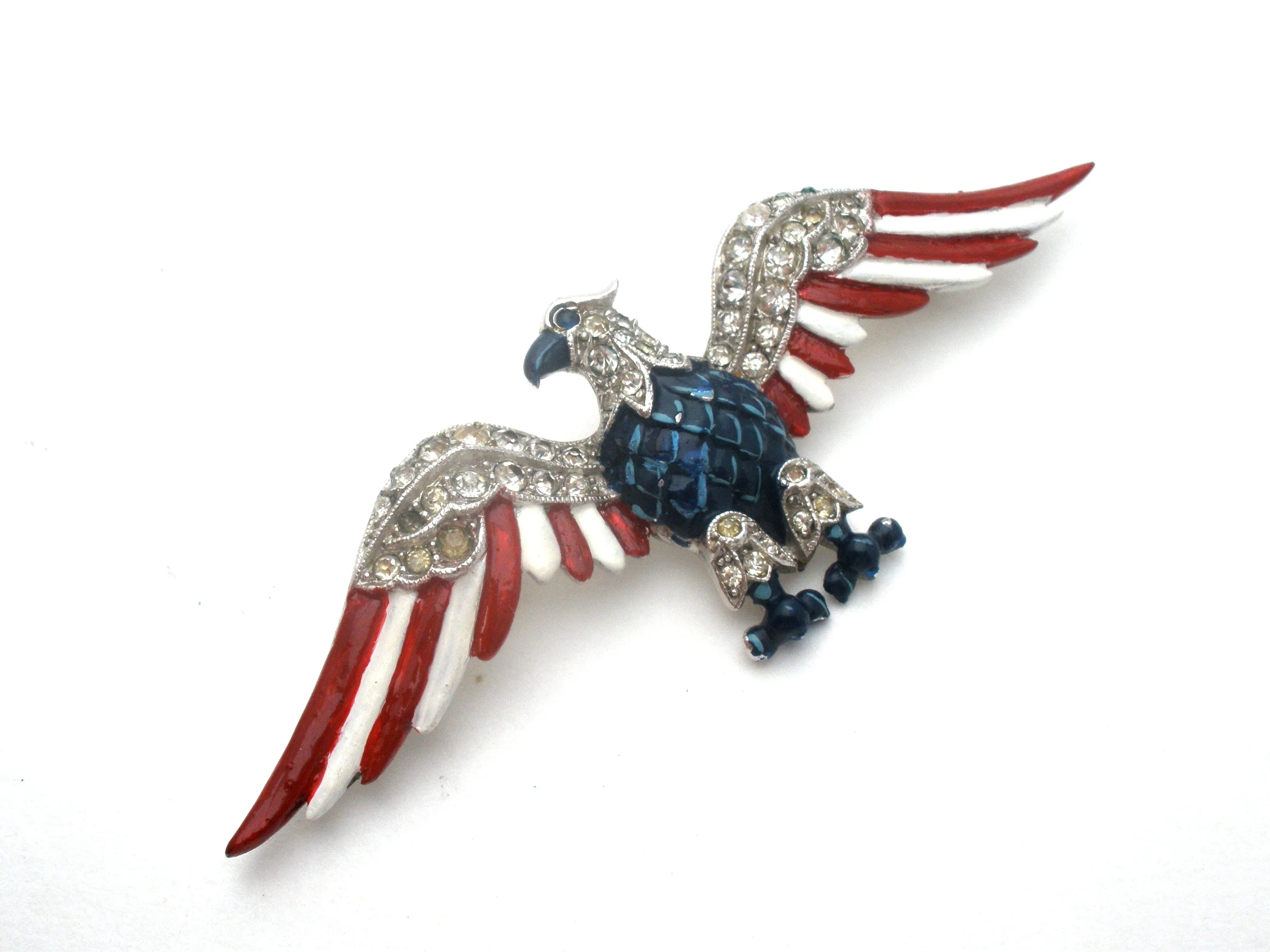 Crown Trifari Enamel Eagle Brooch Pin Vintage