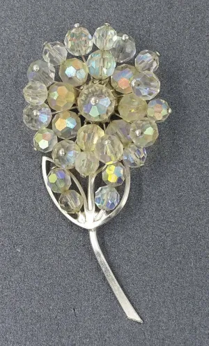 Crystal Rhinestone Flower Brooch