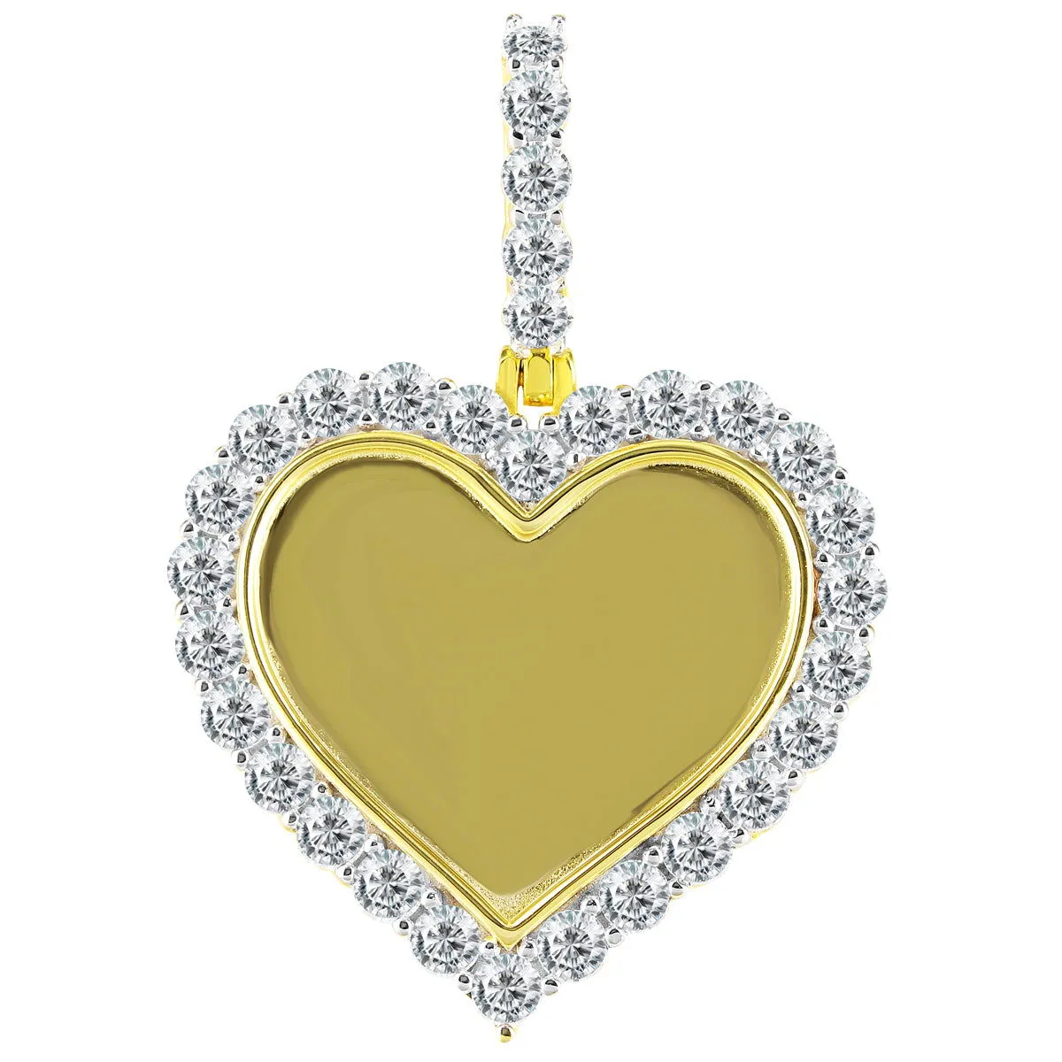 Custom Heart Memory Picture One Row 14K Gold Tone Pendant