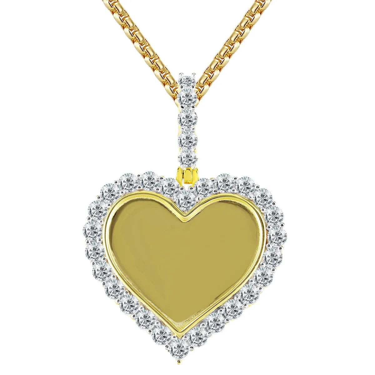 Custom Heart Memory Picture One Row 14K Gold Tone Pendant