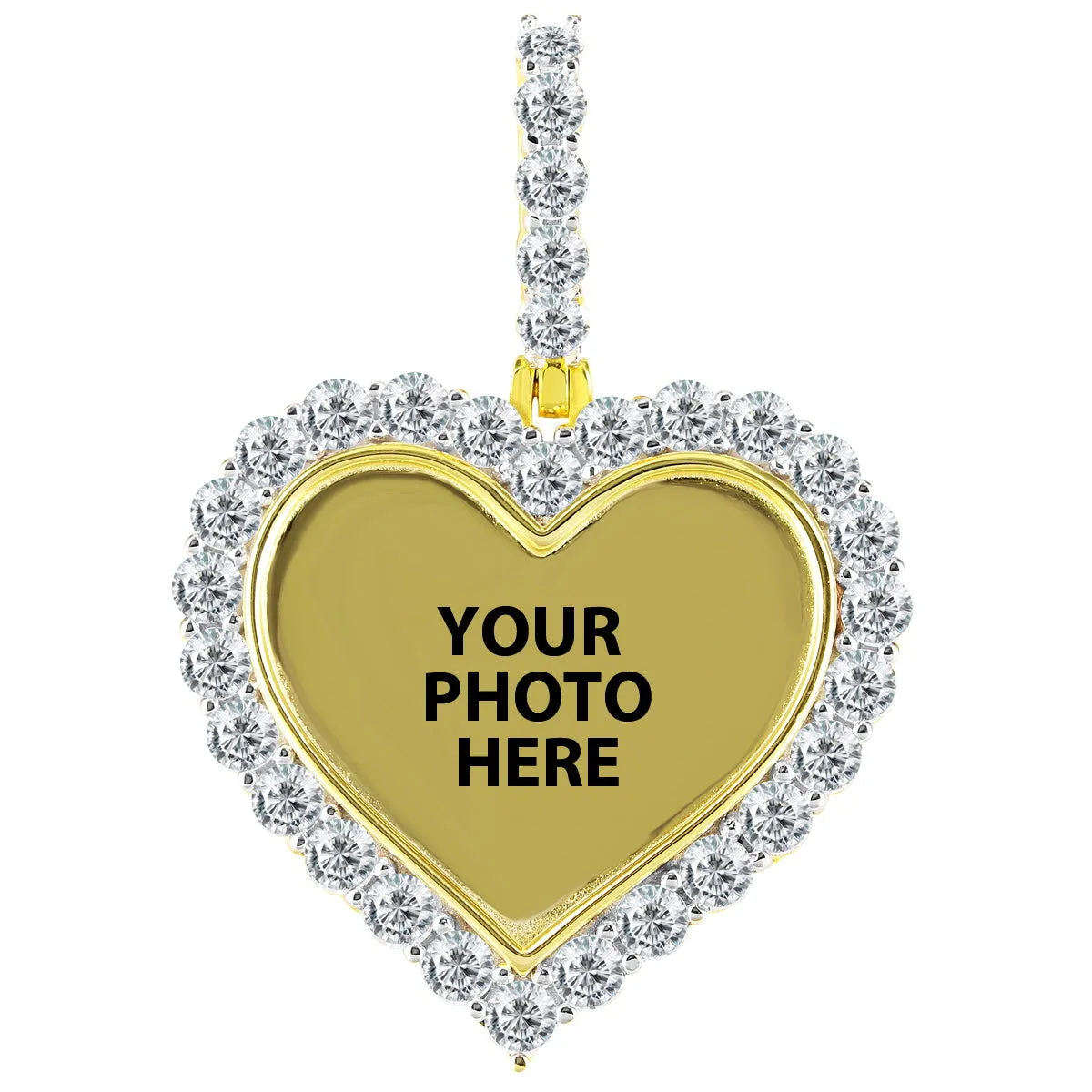 Custom Heart Memory Picture One Row 14K Gold Tone Pendant