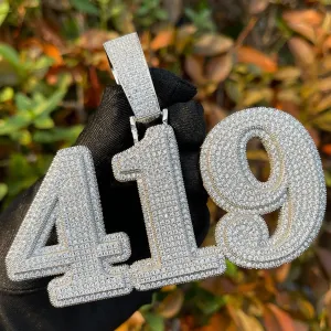 Custom Iced Out Retro Number Pendant