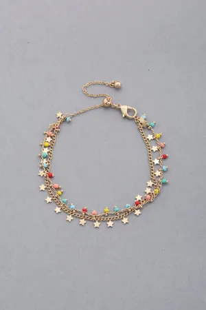 Dainty Star Charm Beaded Dangle Bracelet