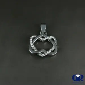 Diamond Double Twisted Heart Pendant Necklace In 14K Gold