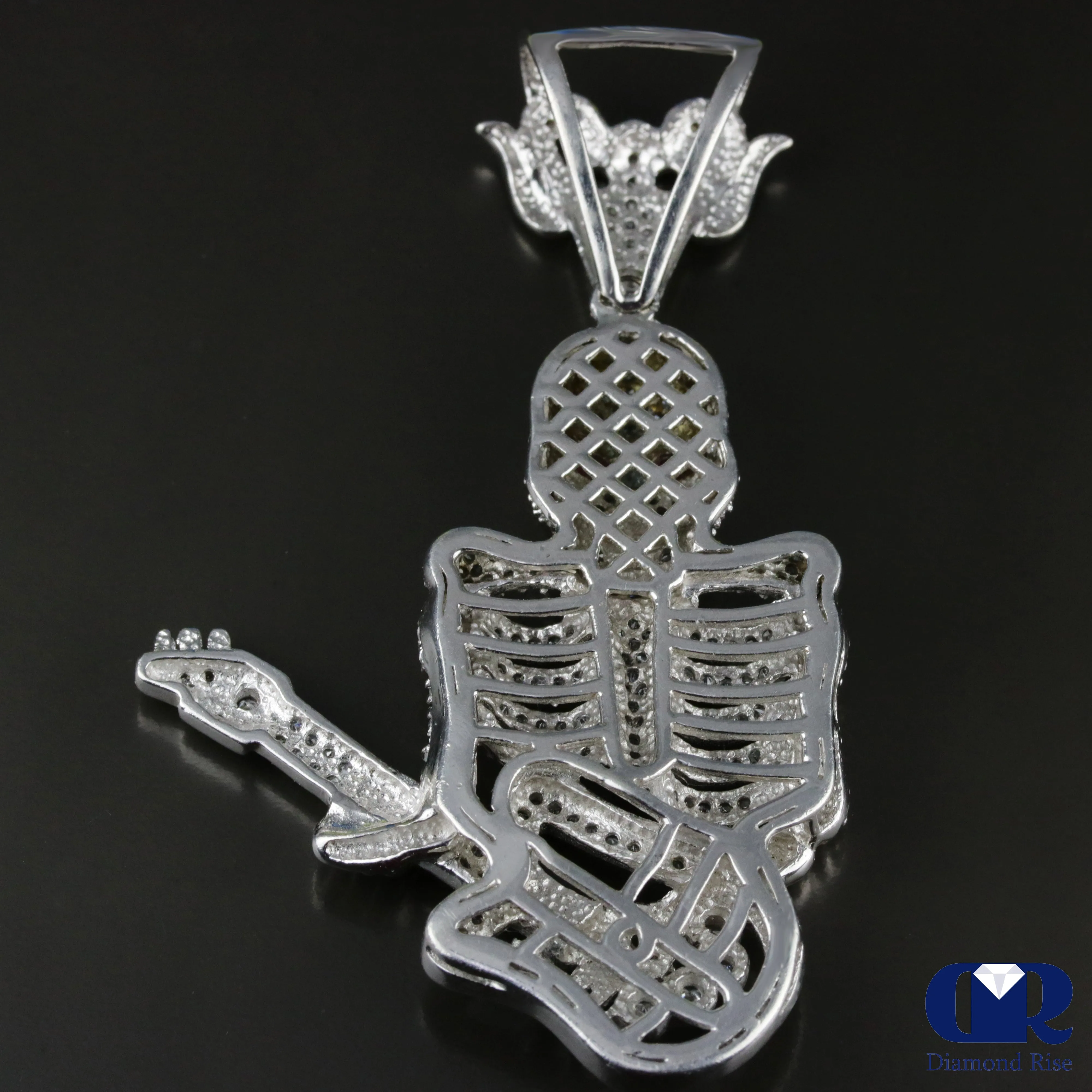 Diamond Guitar Skeleton Pendant Hip Hop Jewelry 14K Gold