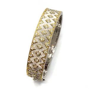 Diamond-Pattern Two-tone Bangle Bracelet