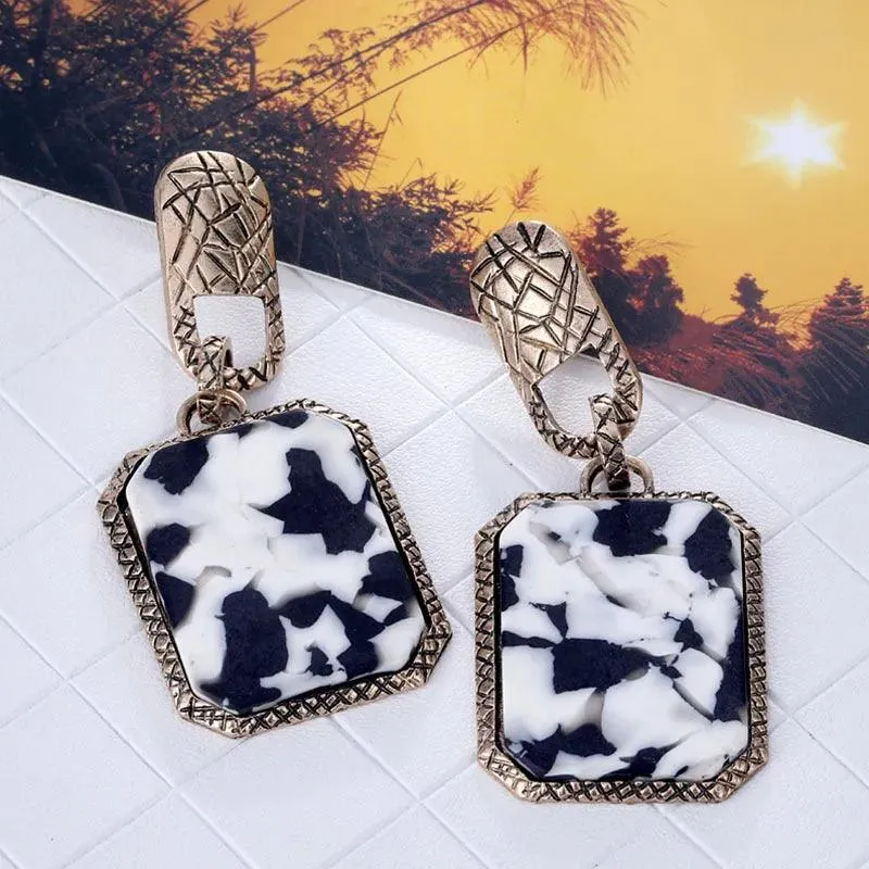 Earrings Charm Jewelry Geometric Square Leopard ET403