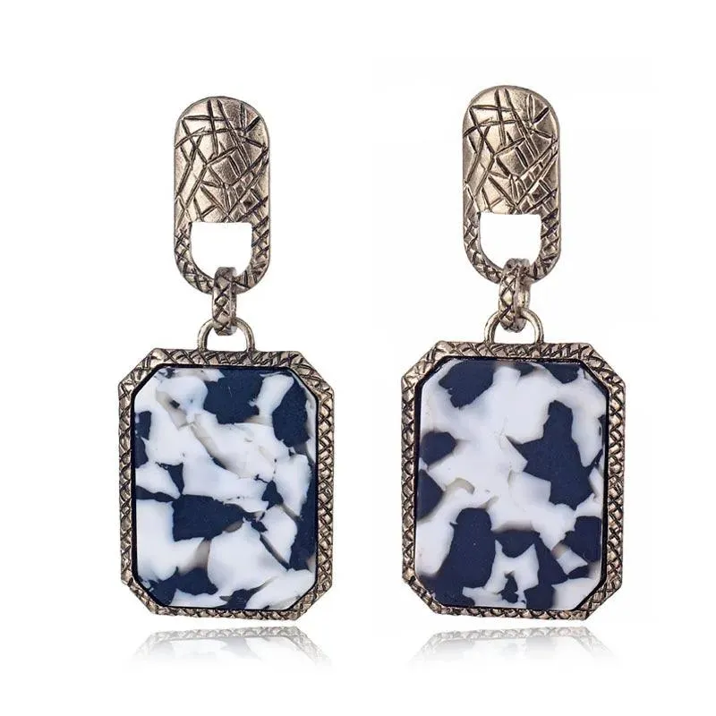 Earrings Charm Jewelry Geometric Square Leopard ET403