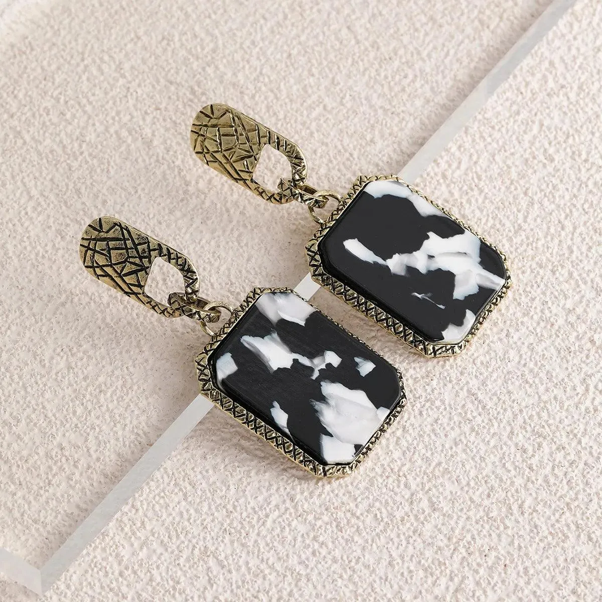 Earrings Charm Jewelry Geometric Square Leopard ET403