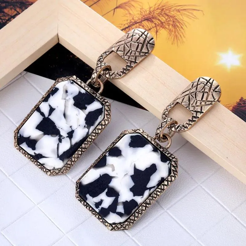 Earrings Charm Jewelry Geometric Square Leopard ET403