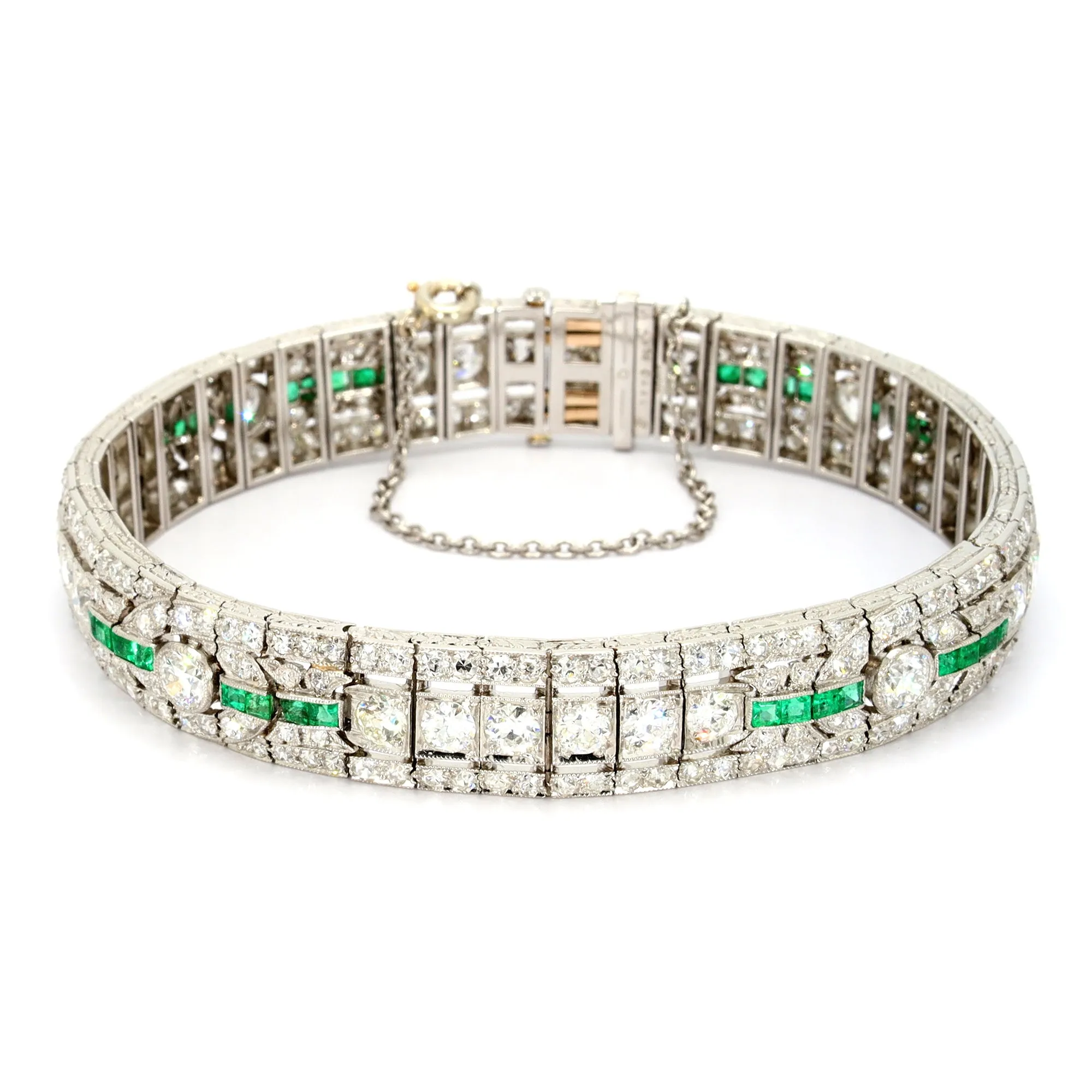 Emerald and Diamond Art Deco Bracelet