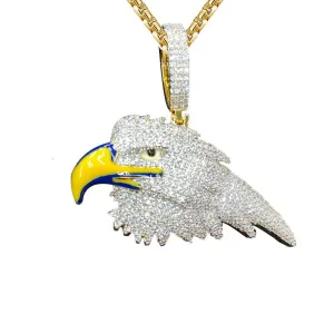 Enamel Beak Hawk Icy Custom Hip Hop Yellow Gold Tone Pendant