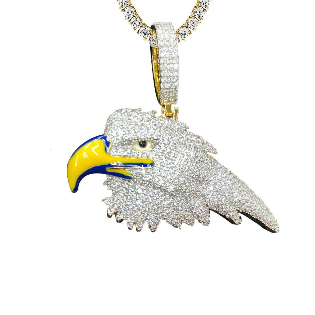 Enamel Beak Hawk Icy Custom Hip Hop Yellow Gold Tone Pendant