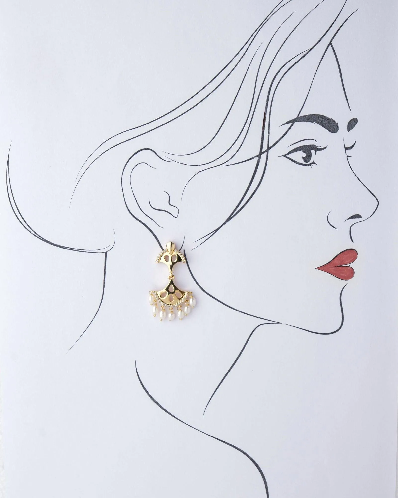 Ethnic Pearl Hanging Earring