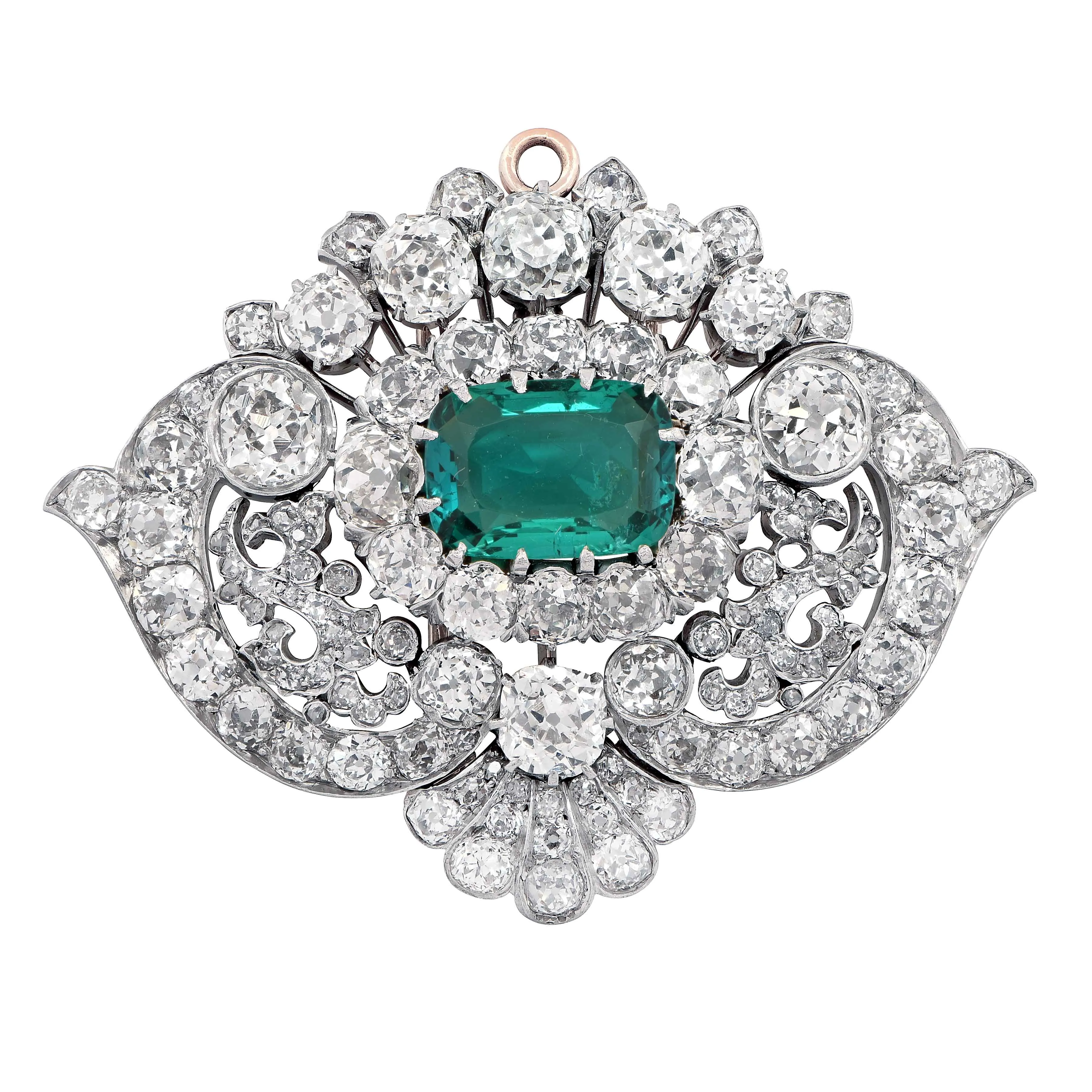 Exceptional Tiffany & Co., circa 1880 Emerald Diamond Pearl Necklace