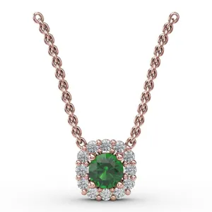 Fana Classic Round Emerald and Diamond Pendant