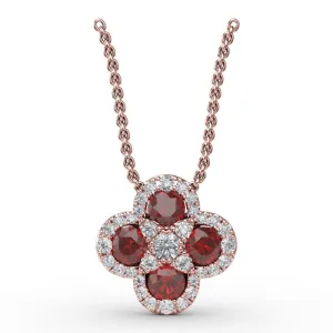 Fana Flower Ruby and Diamond Pendant