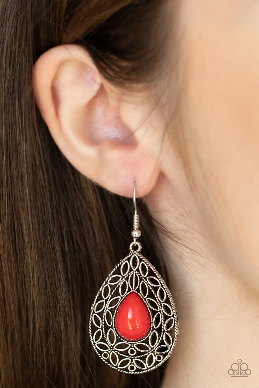 Fanciful Droplets - Red - Paparazzi Earrings