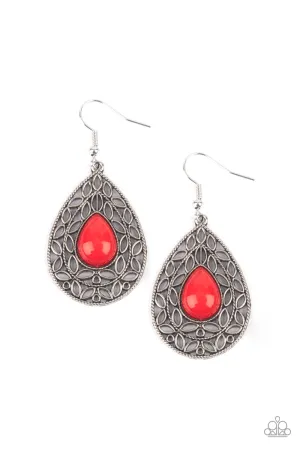 Fanciful Droplets - Red - Paparazzi Earrings