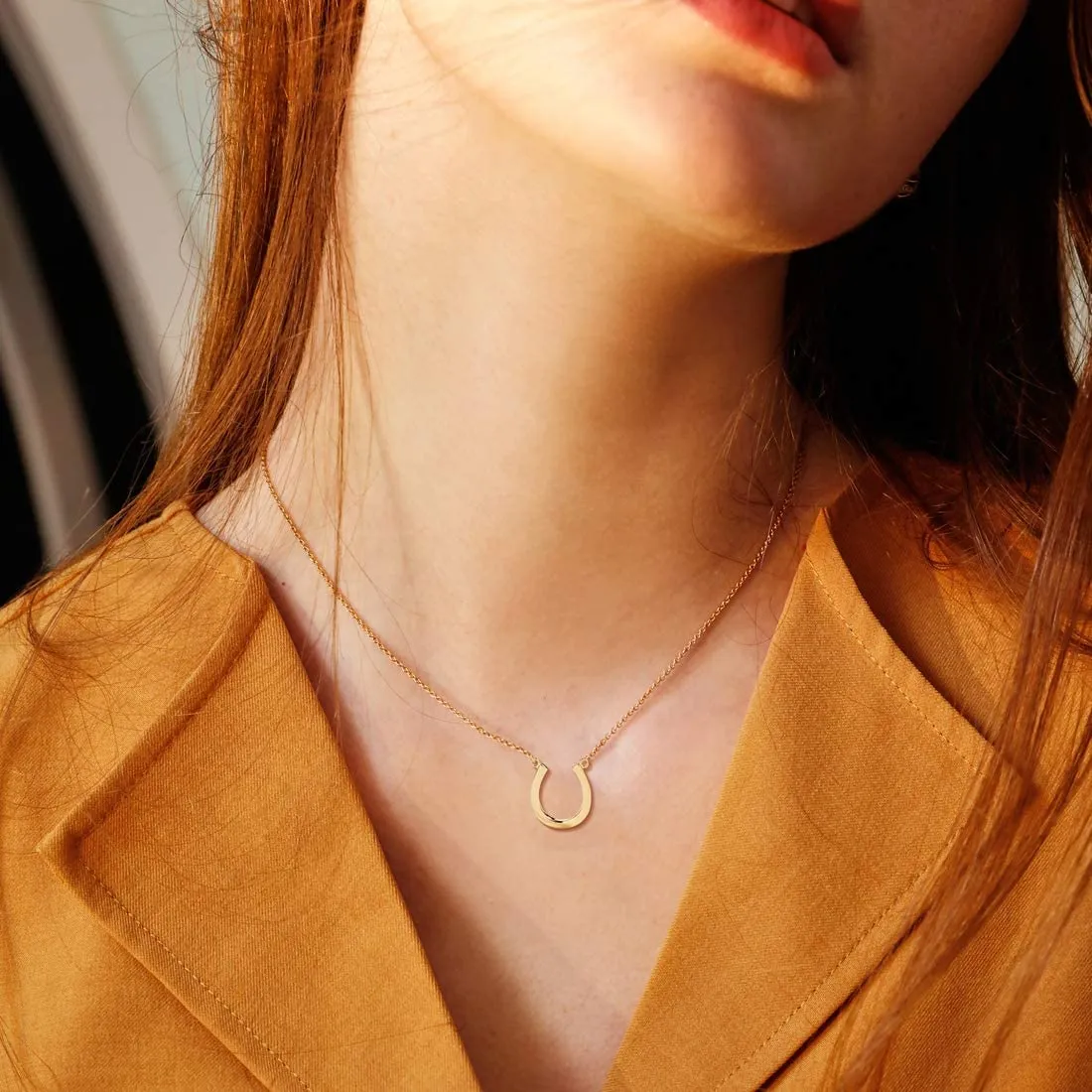 FANCIME Horseshoe Necklace14K Solid Yellow Gold Necklace