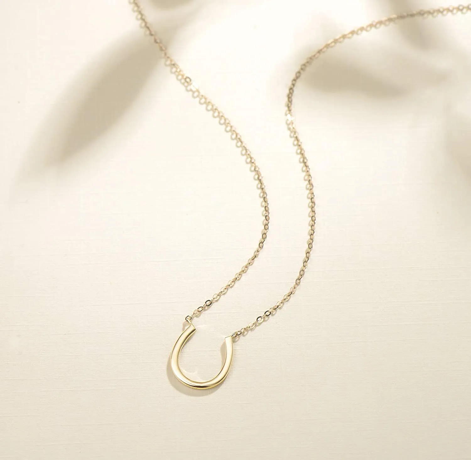 FANCIME Horseshoe Necklace14K Solid Yellow Gold Necklace