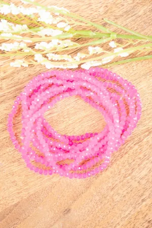 Feeling Happy Neon Pink Beaded Bracelet Set