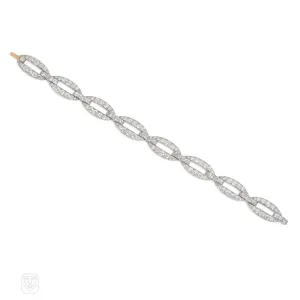 French Art Deco diamond oval link bracelet