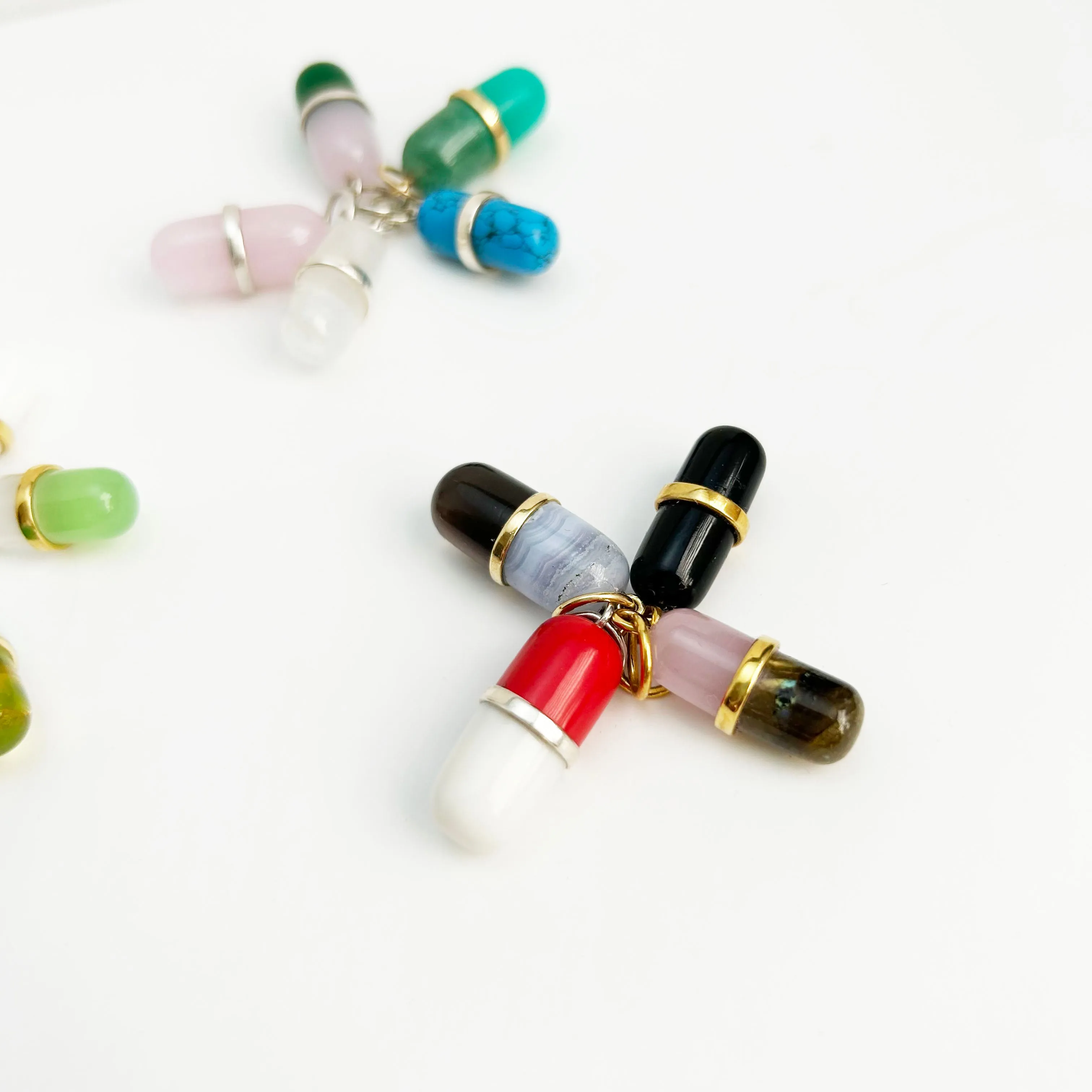 Gemstone Pill Pendants | Chain Excluded