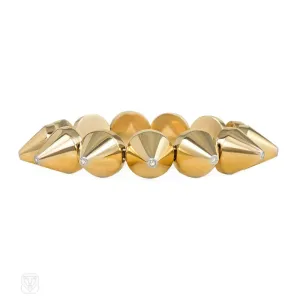 Gold and diamond cone-link bracelet