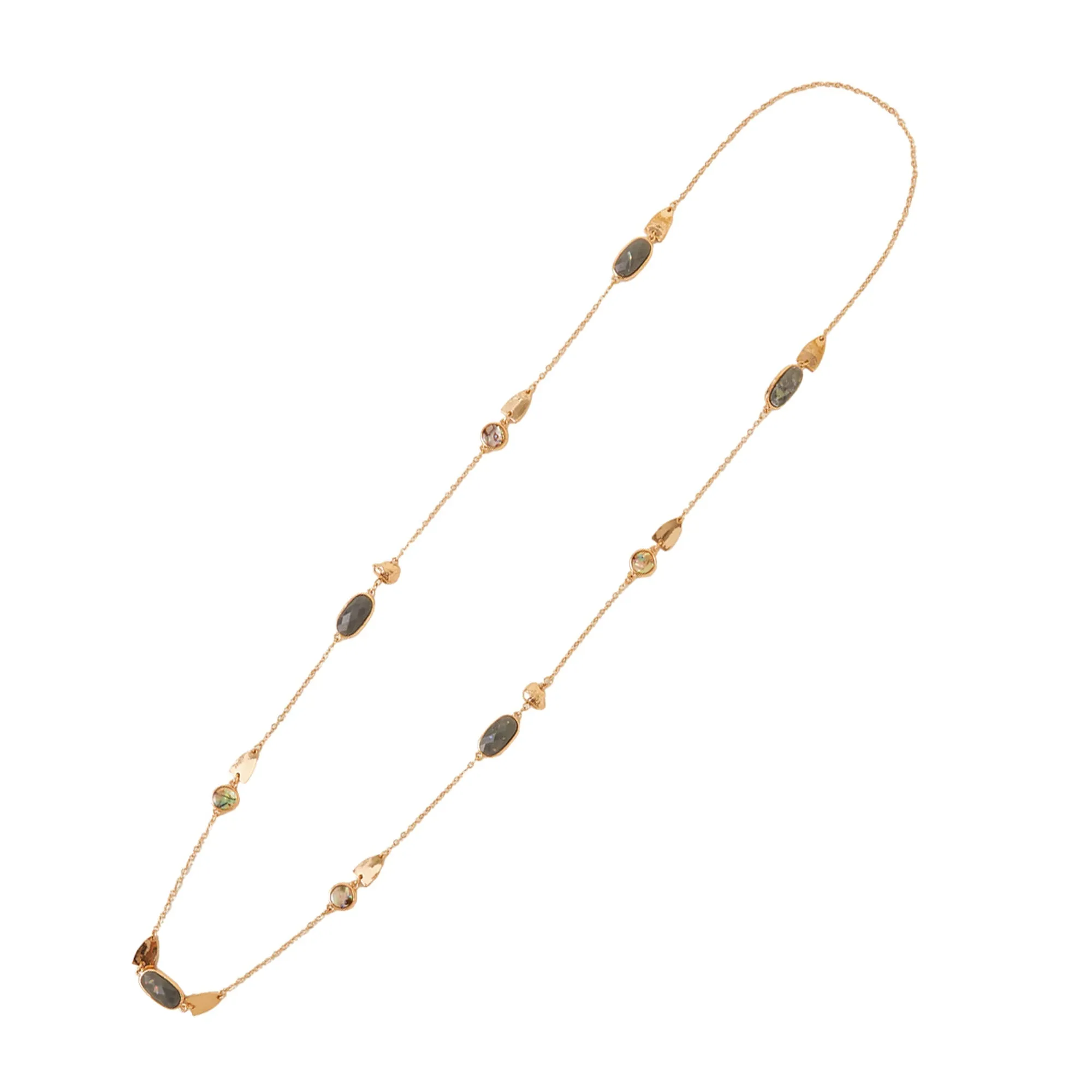 Gold Stone Station Necklace